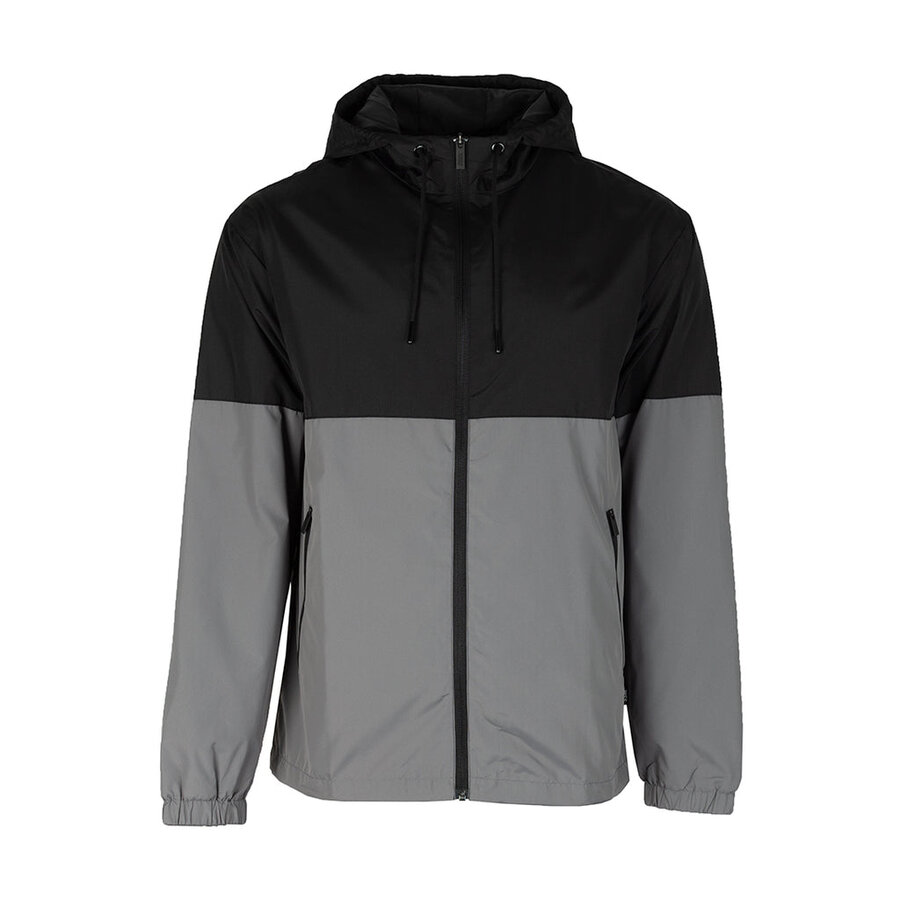 Sport-Tek Hooded Colorblock Windbreaker in Black / Gray